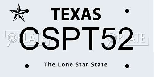 CSPT52 Texas License Plate