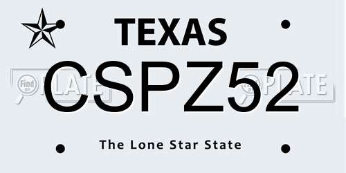 CSPZ52 Texas License Plate