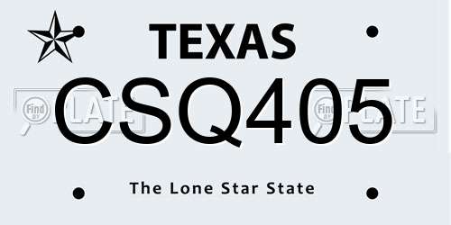CSQ405 Texas License Plate