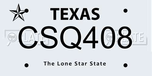 CSQ408 Texas License Plate