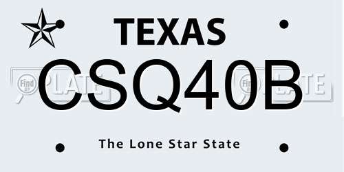 CSQ40B Texas License Plate