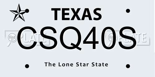 CSQ40S Texas License Plate