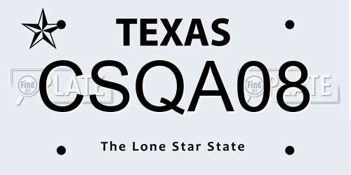 CSQA08 Texas License Plate