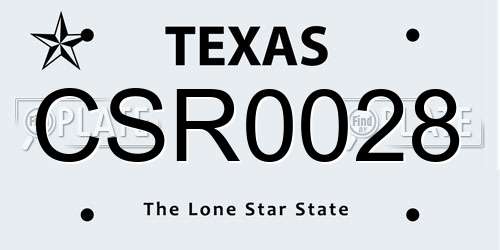CSR0028 Texas License Plate