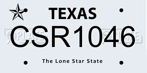 CSR1046 Texas License Plate