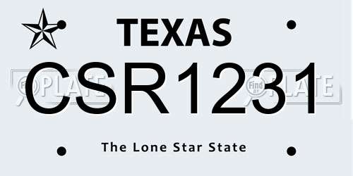 CSR1231 Texas License Plate