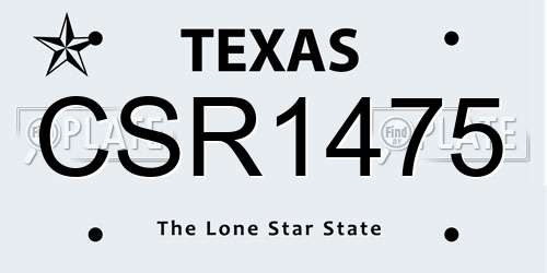 CSR1475 Texas License Plate
