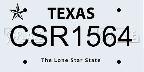 CSR1564 Texas License Plate