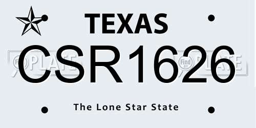CSR1626 Texas License Plate