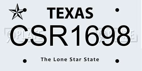 CSR1698 Texas License Plate