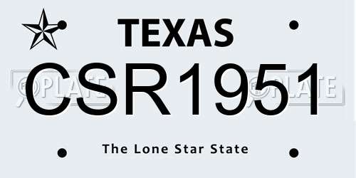 CSR1951 Texas License Plate