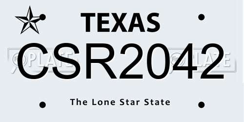 CSR2042 Texas License Plate