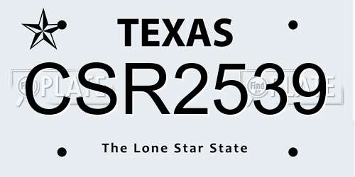 CSR2539 Texas License Plate