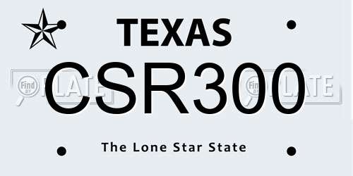 CSR300 Texas License Plate