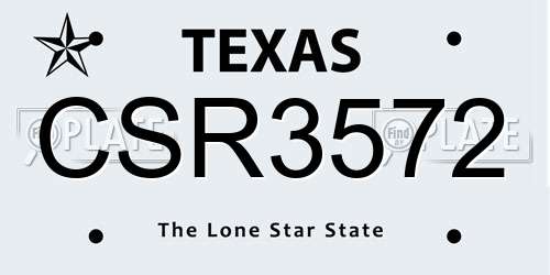 CSR3572 Texas License Plate