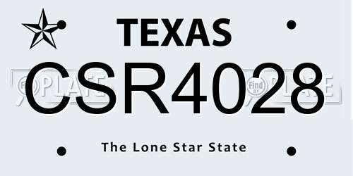 CSR4028 Texas License Plate