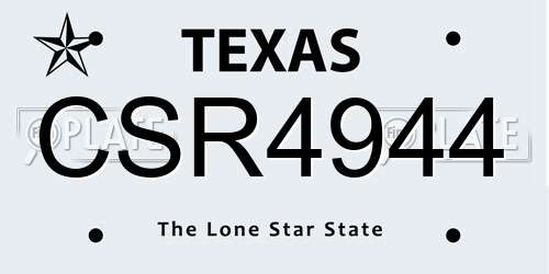 CSR4944 Texas License Plate