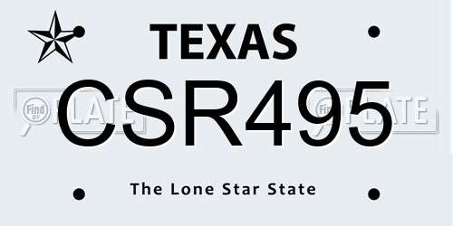 CSR495 Texas License Plate