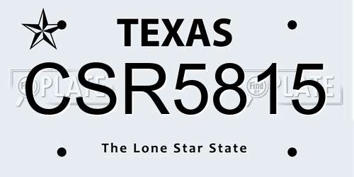 CSR5815 Texas License Plate