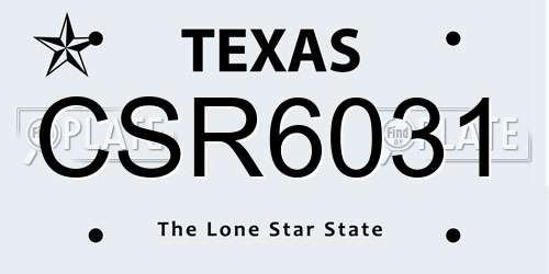 CSR6031 Texas License Plate