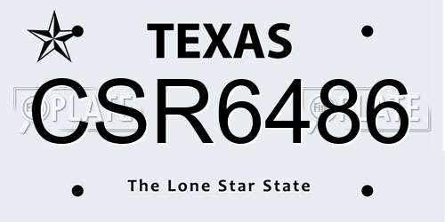 CSR6486 Texas License Plate