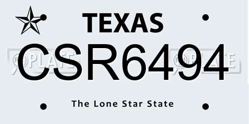 CSR6494 Texas License Plate