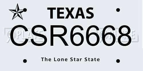 CSR6668 Texas License Plate