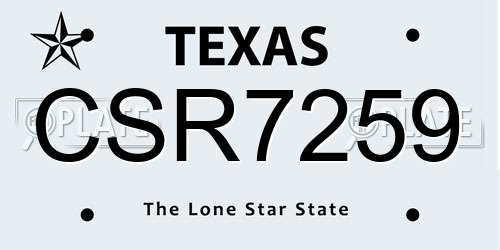 CSR7259 Texas License Plate
