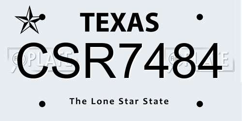CSR7484 Texas License Plate