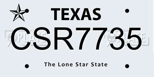 CSR7735 Texas License Plate