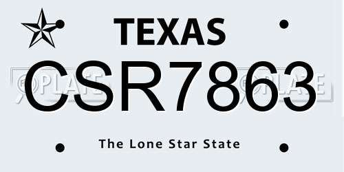 CSR7863 Texas License Plate