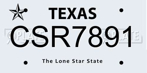 CSR7891 Texas License Plate