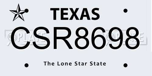 CSR8698 Texas License Plate