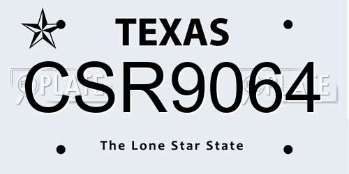 CSR9064 Texas License Plate