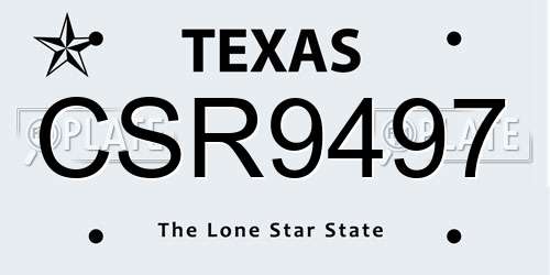 CSR9497 Texas License Plate
