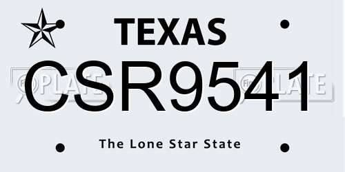 CSR9541 Texas License Plate