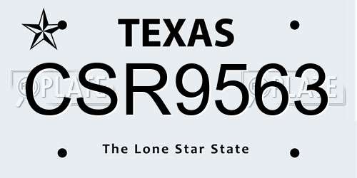 CSR9563 Texas License Plate