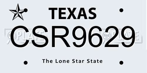CSR9629 Texas License Plate