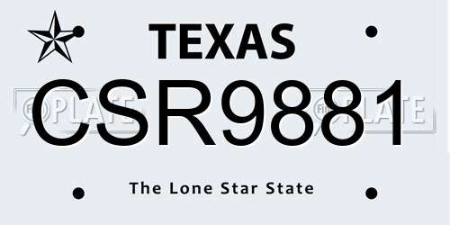CSR9881 Texas License Plate
