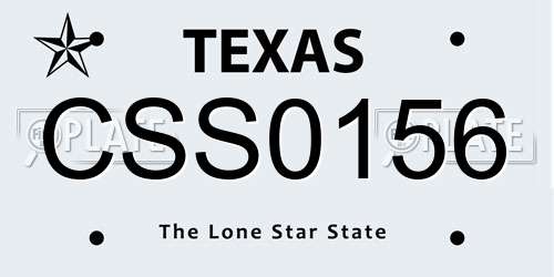 CSS0156 Texas License Plate