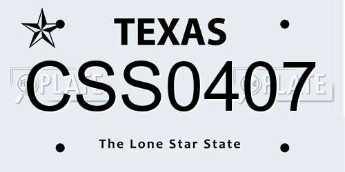 CSS0407 Texas License Plate