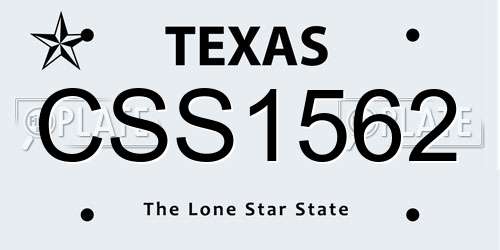 CSS1562 Texas License Plate