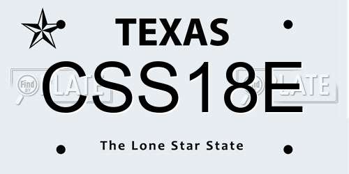 CSS18E Texas License Plate