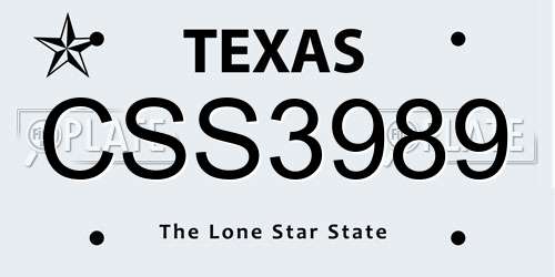 CSS3989 Texas License Plate