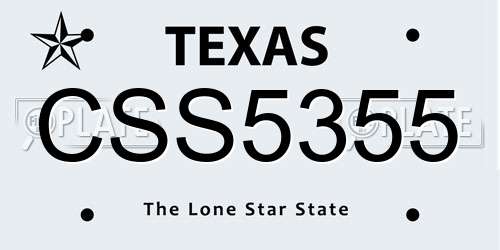 CSS5355 Texas License Plate