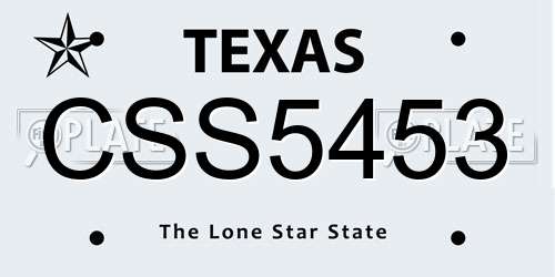 CSS5453 Texas License Plate