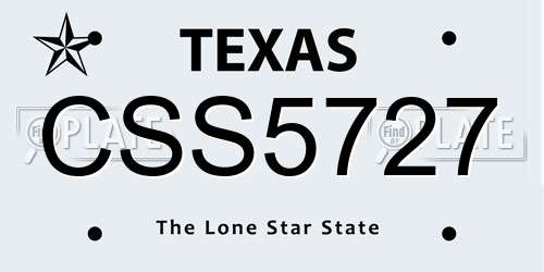 CSS5727 Texas License Plate