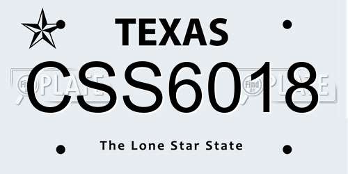 CSS6018 Texas License Plate