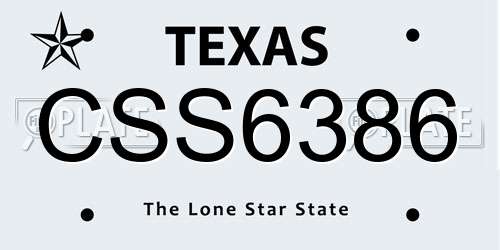 CSS6386 Texas License Plate