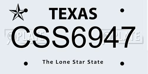 CSS6947 Texas License Plate